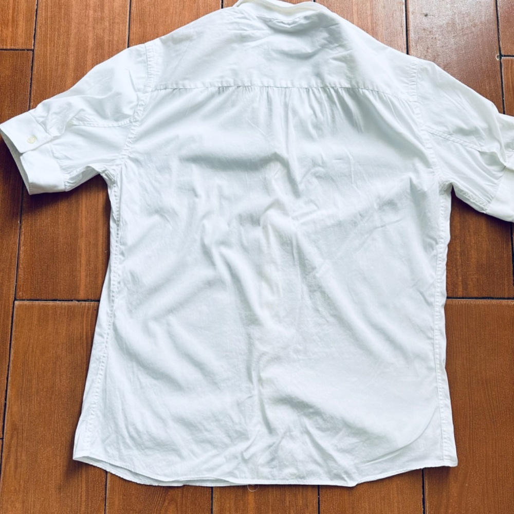 EMPORIO ARMANI White Blouse White Buttons Sleeves Size 40 usa 8 - Picture 4 of 9